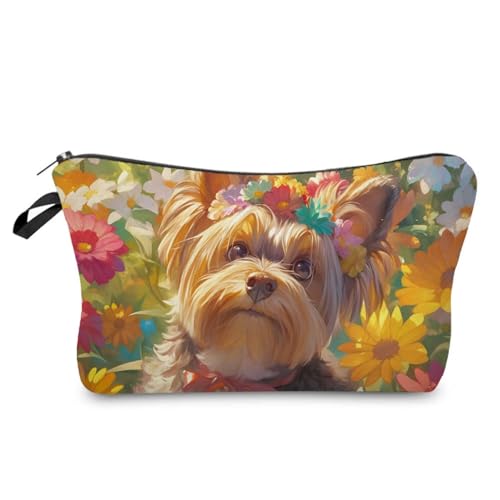 Livel lhood Floral Yorkshire Terrier Cute Small Makeup Bag -2