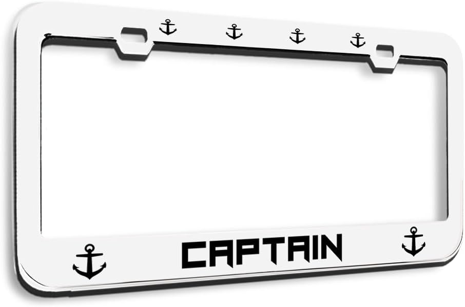 Speedy Pros Metal License Plate Frame Captain Anchor Rope Seafaring Badge Car Accessories Stainless Steel 2 Holes 1 Frame