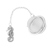 Supreme Housewares Seahorse Tea Ball Infuser, 2 Inch Mesh Tea Strainer, 18/8 Stainless Steel with Zinc Alloy Seahorse Charm for Loose Leaf Tea, Silver