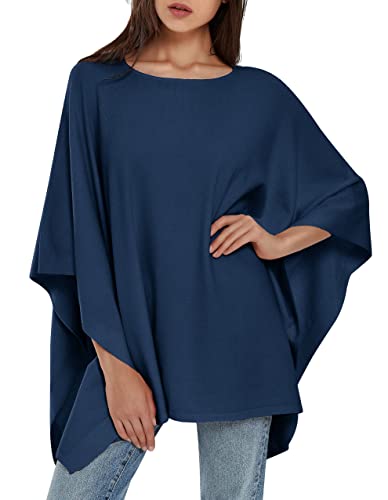 PULI Women Pullover Poncho Sweater Knit Layering Top Travel Dark