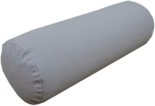 Miniatura 10 de Almohada larga de cuero, almohada redonda cervical para el cuello, almohada cilíndrica decorativa para sofá cama, cojín redondo multifuncional (gris