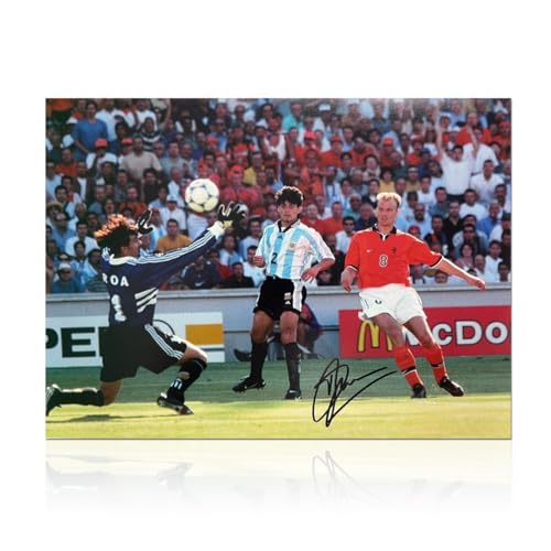 Exclusive Memorabilia Dennis Bergkamp Signed Soccer Photo: Holland Goal, One-Size