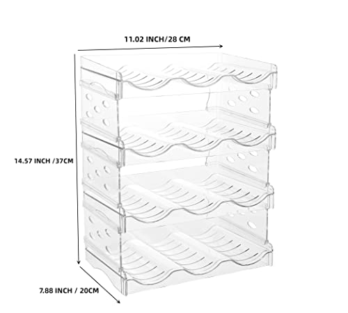 Ieek 4 Pack Stackable Wine And Water Bottle Holder Free-Standing Fridge Wine Bottle Organizers Clear Plastic Water Bottle Holder For Cabinet,Refrigerator,Pantry,Kitchen Countertops,Holds 12 Bottles #TOP6