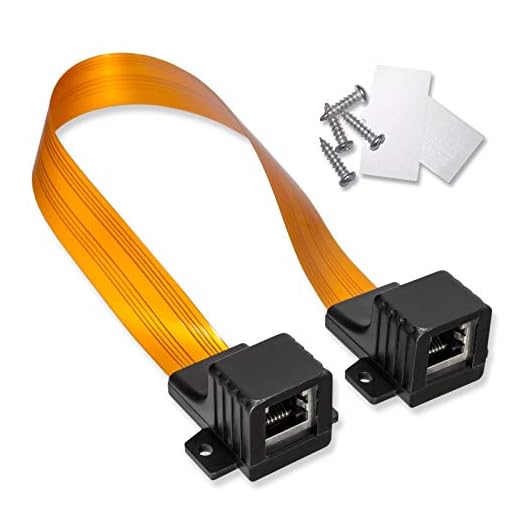 Ethernet LAN RJ45 Fensterdurchführung Kabel Gold + 4X Befestigungsschrauben + 2X Klebepads (doppelseitiges Klebeband) verlängerung für Internetkabel für Fenster und Türen Ultra Flach