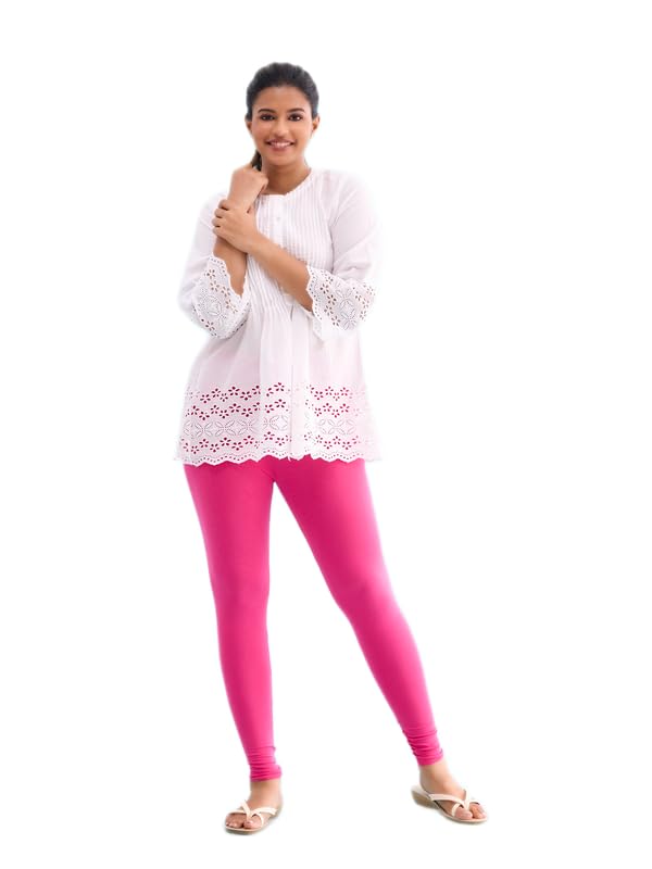 Image of GO COLORS Soft Cotton Stretch Ankle Length Leggings for Women | Breathable