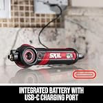 SKIL Twist 2.0 Rechargeable 4V Screwdriver with Pivoting Head, Torque Setting, USB-C Charging Cable, 28 PC Bit Set & Carrying Case- SD5619-02