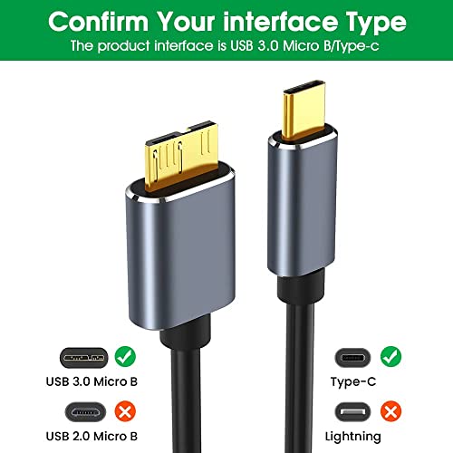 Image of rts Micro B to USB C Type C Hard Disk Drive Hdd Cables, 50CM / 19.68 Inch External Portable Hard Disk Drive Cable Compatible wd seagate HP LaCie MacBook Pro /Air, / iPad /Tablet /iPhone 15 Plus pro max