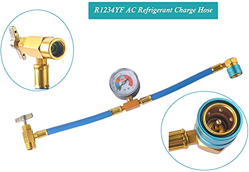 Ketofa R1234YF Refrigerant Charge Hose Kit, R-1234YF AC Refrigerant Can Hose with Gauge, 1/2 LH Can Opener Tap and R1234YF Low Side Adapter by Ketofa - Image 4