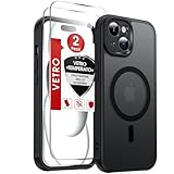 LeYi Cover Magnetica per iPhone 15 con Vetro Temperato, Custodia Compatibile con MagSafe Traslucida Opaca Anti-Impronte Resistente ai Graffi Paraurti in TPU Antiurto Protettiva iPhone 15 Case, Nero
