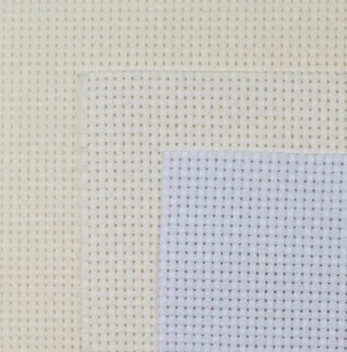 Image of KCS 3 pc of 15 inch x 18 inch(38cmx45cm) Counted Cross Stitch Cotton Aida Cloth Needlework Rolled Fabric Box,11CT,White+Antique White+Cream
