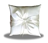 SACASUSA Ivory Satin Bow Wedding Ring Pillow Bearer Small