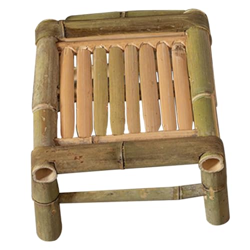 TOGEVAL Sgabello da Bagno Vintage in Bambù Naturale Piccolo Sgabello Estivo Intrecciato per Uso Domestico Retrò per Lavanderia e Relax