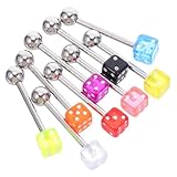 JEWEDECO 9 piezas Joyas para Piercing de Lengua Acrílico Dados Coloridos Diseño Ligero y Duradero Cómodo para Fiestas y Diario Unisex