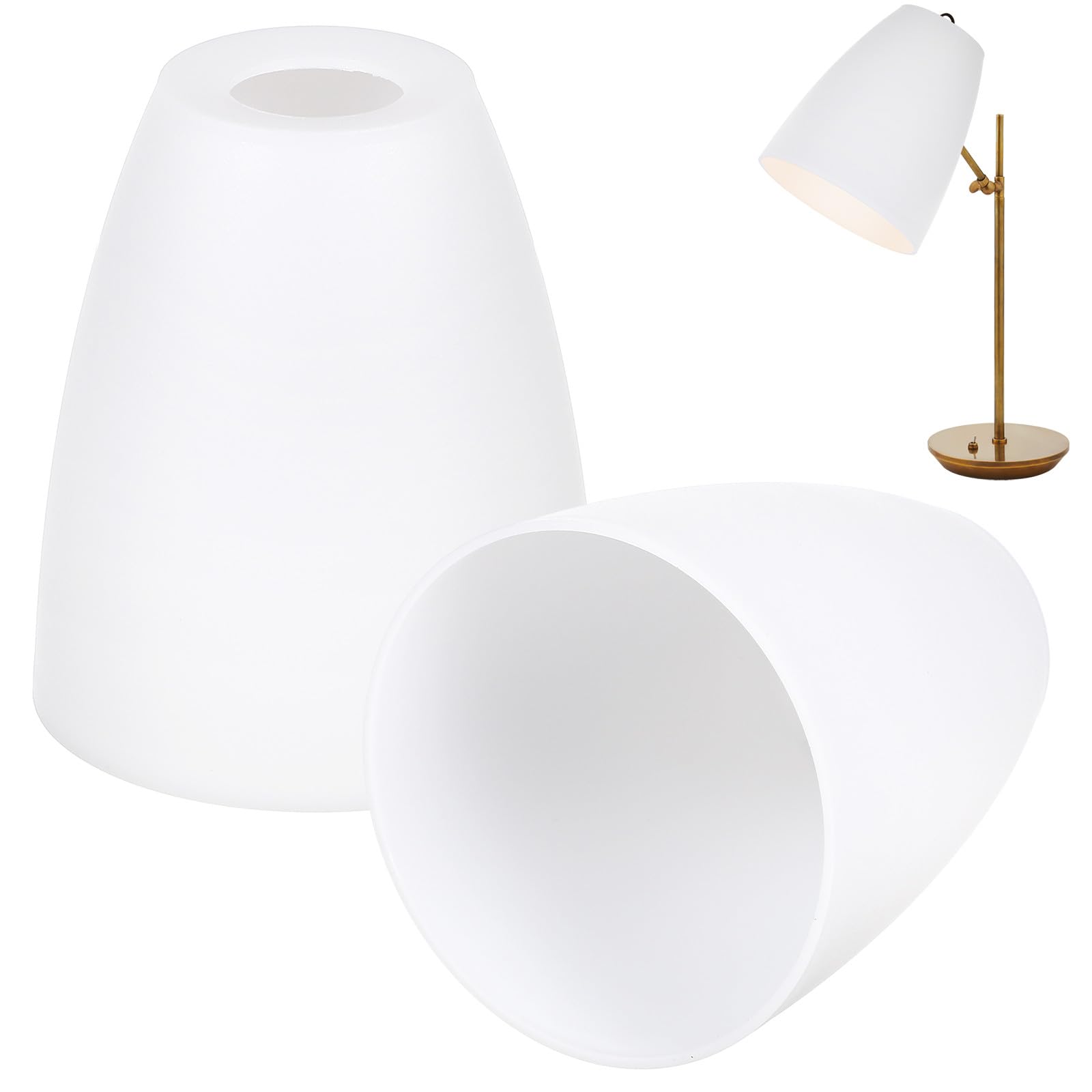 Tofficu 2Pcs Small Plastic Lampshades for Table Lamps White Desk Lamp Shade Cover with 4.53In Diameter Opening Replacement Light Shade for Bedside and Home Lighting