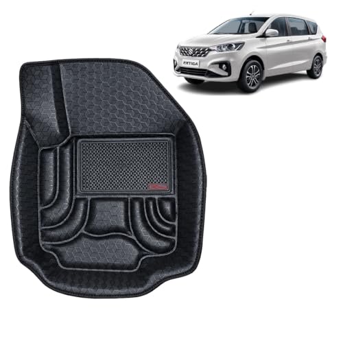 Image of OTO2EYE Car Floor Mat 4.5D Compatible for Maruti Suzuki Ertiga (2018 to 2021) All Model, 100% Waterproof Tray Shape, Set of 4 Pieces, Top Notch PVC 4.5D Foot Mats, Washable, 1 Year Warranty