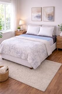 Deluxe Washable and Absorbent Reusable, Double-size Bed, Incontinence Pad/Waterproof Mattress Protector with Tucks (Blue)