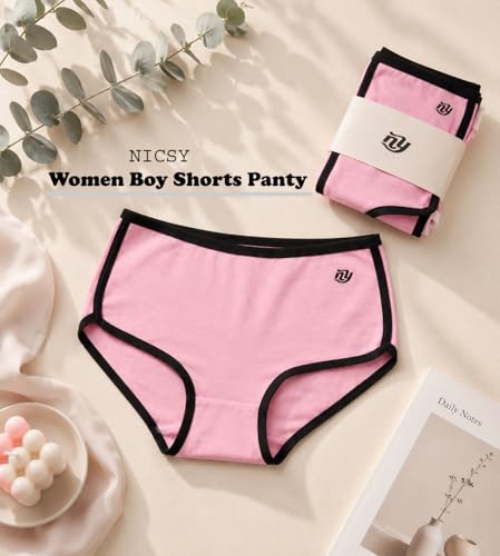 Image of NICSY Panty for Women Girls Ladies Underwear Comfortable Breathable Cotton Side Cut Hipster Ladies Panties Stretch Boxer Brief