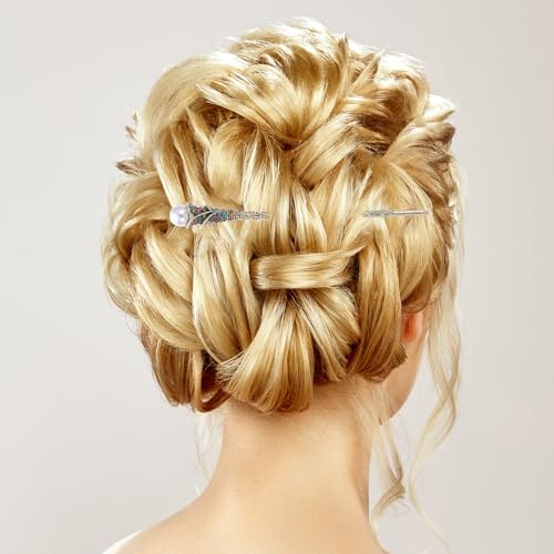 Palillos de pelo resistentes al calor con flores y perlas de alta durabilidad 5