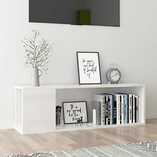 LAPOOH Mueble de TV blanco brillante de 100 x 24 x 32 cm, madera de ingeniería, mueble de TV, mueble de TV, soportes de TV y centros multimedia, muebles de sala de estar (SPU: 809167)