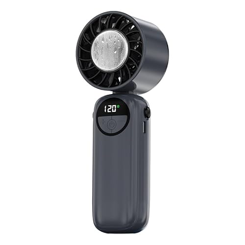 FAPPEN Portable Handheld Turbo Fan - 5 Gear High Speed 4000mAh Rechargeable Mini Personal Hand Fan Blow Cold Air, Battery Operated Travel Essentials, Holiday Gifts for Women, Men (Grey)