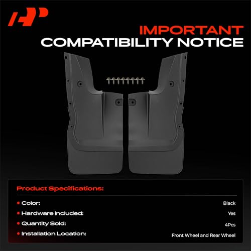 Image of A-Premium Mud Flaps Compatible with Lexus GX460 2014-2021, No Drilling Required Mud Guards with Hardware Accessories, Set of 2 Rear Side