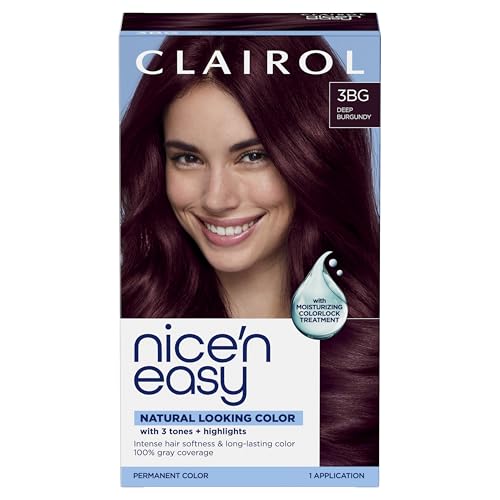 Clairol Nice'n Easy Permanent Hair Dye, 3BG Deep Burgundy Hair