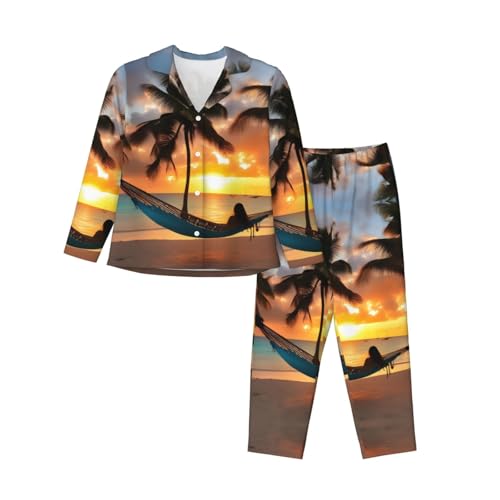 Pyjama à imprimé hamac de plage EdWal pour femme : enveloppez vos nuits de douceur tropicale