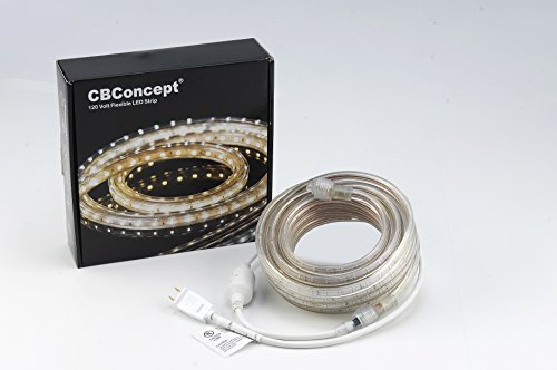 CBConcept UL Listed, 10 Feet, 1080 Lumen, Blue, Dimmable, 110-120V AC Flexible Flat LED Strip Rope Light, 180 Units 3528 SMD LEDs, Indoor Outdoor Use, Accessories Included, Ready to use - Thumbnail 5