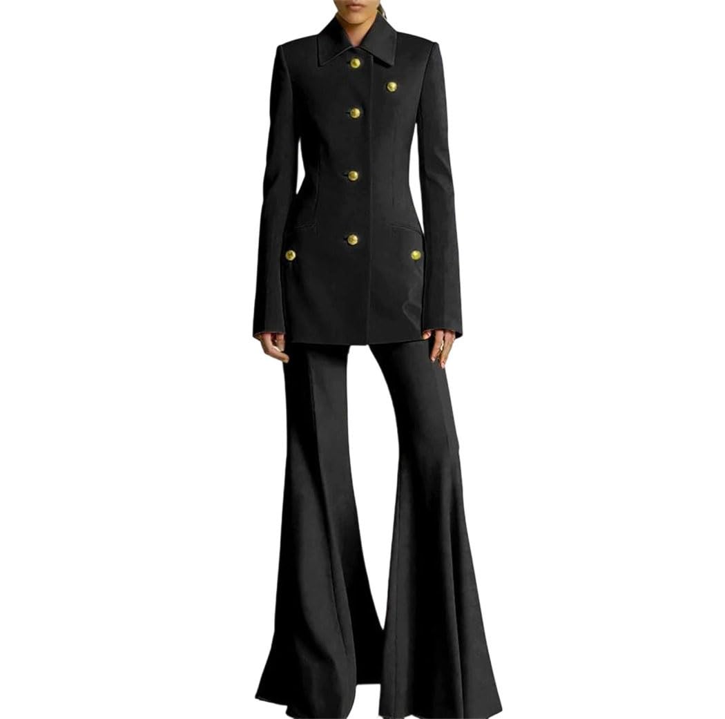 Womens Slim Fit Single Breasted Blazer and Pants Suit Elegant Office Party Two Piece Set