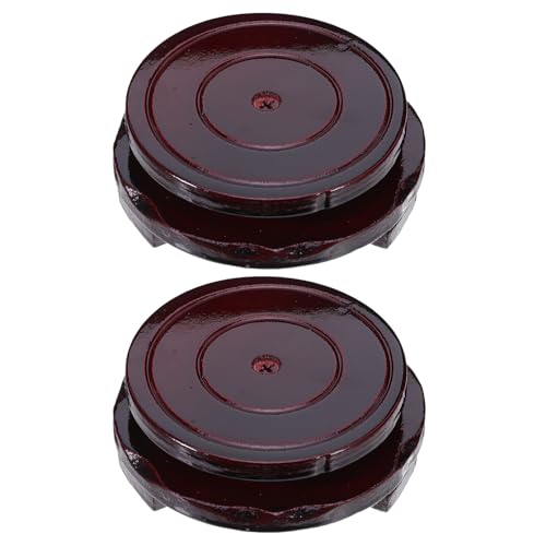TOYANDONA Base Giratoria de Madera Marrón 2 Unidades Pedestal Redondo de 8 CM de Diámetro Expositor Decorativo Oriental para Jarrones y Objetos Soporte Estable para Exhibición Mesa