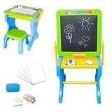 Mesa de Desenho Lousa Infantil 2 em 1 Mesinha Mágica Educativa Didática Com Banquinho