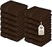 Luxury Cotton Washcloths (12-Pack, Dark Brown, 12x12 Inches) - Easy Care, Fingertip Towels, Facial Towelettes, Cotton Hand Towels - by Utopia Towels