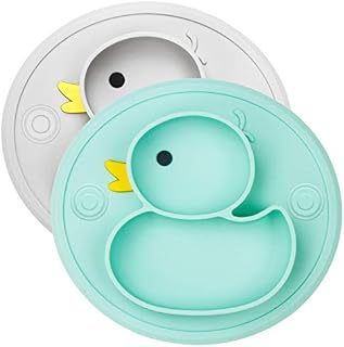 Silicone Divided Toddler Plates - Portable Non Slip Suction Plates for Children Babies