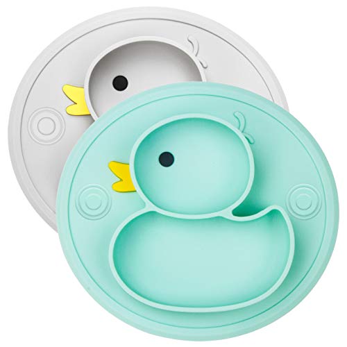 Silicone Divided Toddler Plates - Portable Non Slip Suction Plates for Children Babies