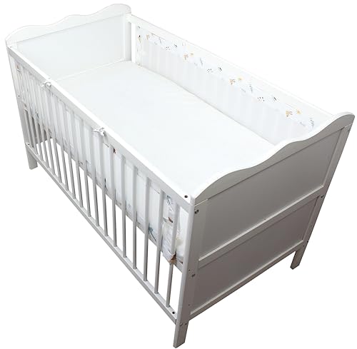 TupTam Bettumrandung Babybett 3D Mesh Nestchen – Gitterstäbe Schutz Netz 2er, Farbe: Safariwelt, Größe: ca. 128 x 30 cm (für Babybett 140x70)