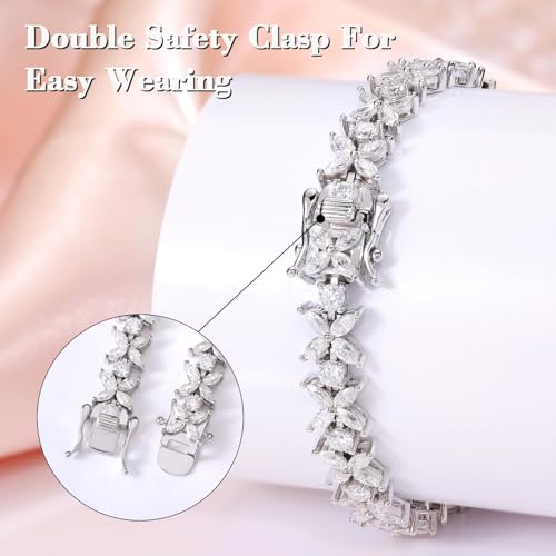 Moissanite Bracelet for Women, Butterfly Design, 925 Sterling Silver 18K White Gold Plated, Dainty Sparkling Jewelry Gift for Wife, Girlfriend, Mother, Anniversary or Birthday3