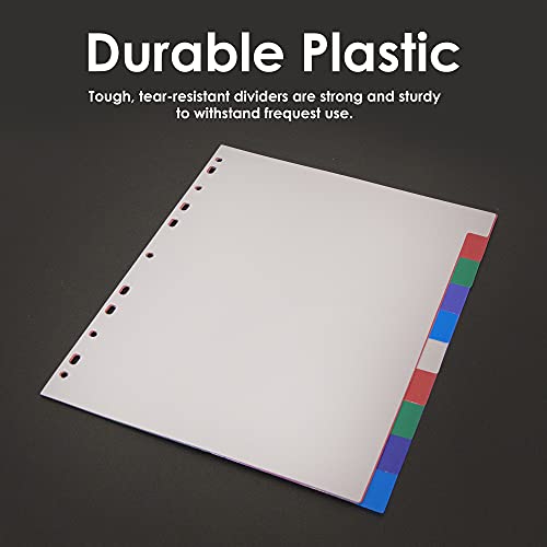 Bazic Binder Dividers W/ 10 Color Tabs 8. 5" X 11", 11 Hole Punch Plastic Index Divider With Tab For 3 Ring Binders, (10/Pack), 1-Pack #TOP3