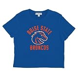 Suburban Riot Boise State University Official Broncos Logo Dylan Women's Short Sleeve Crop Top, Royal Blue (Medium)
