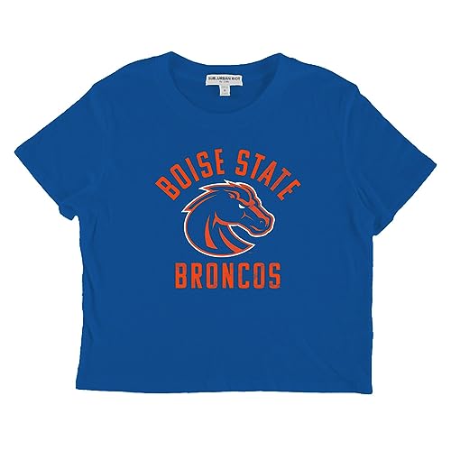 Suburban Riot Boise State University Official Broncos Logo Dylan Women's Short Sleeve Crop Top, Royal Blue (Medium)