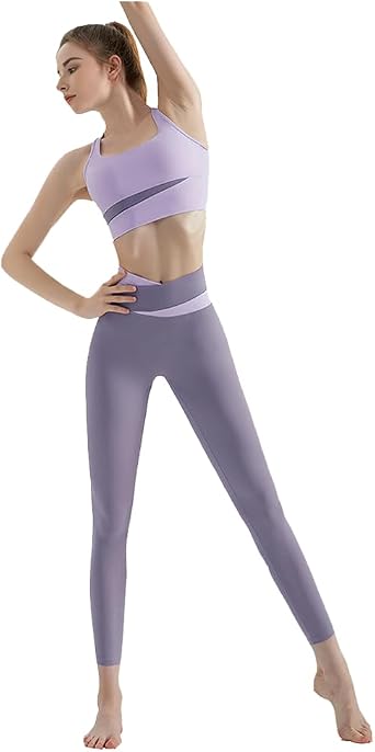 DAISHA Womens 2 Piece Yoga Workout Outfits Sets,Seamless Yoga Leggings with Padded Stretchy Sports Bra,Gym Clothes.