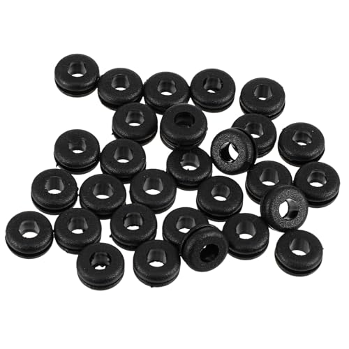 30 PCS Rubber Grommet, 1/4 Inner Diameter 3/8 Drill Hole Firewall Grommet Automotive Rubber Eyelet Ring Gasket Hole Grommets for Hose Cable Wire Metal Electric Box Protection, Black