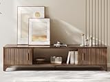 GOUUN Mid Century Modern TV Stands for 65/70/75 Inch TV, Boho Media Console for Living Room, Fluted TV Entertainment Center with Storage, Wood Television Cabinet for Bedroom