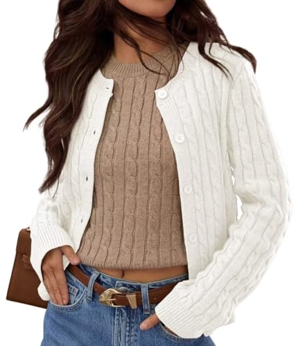 Image of Ezbelle Women's Long Sleeve Open Front Cropped Lightweight Cardigan Sweater Button Down Shirt 2026 Fall Tops
