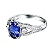 Anelli Oro Donna Oro Bianco 18K, Tanzanite Ovale 1.45ct Diamante Bianco 0.35ct Anello Mignolo Donna Blu Tanzanite Anello Donna Taglia 10
