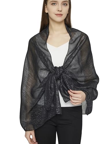 PANTONIGHT Women's Fashion Scarf Sparkling Evening Shawl Lightweight Wedding Shawl Head Scarf and Wraps for Party (2701)4
