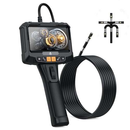 Acekool Articulating Borescope, 360 Dual Lens Endoscope Camera with Light,1280P Inspection Snake Camera for Pipe Automotive Engine 5.5ft Industrial Borescope