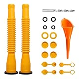 TATOODAA Gas Can Spout Replacement 2 Kits+funnel, 1/2/5/10 Gallon Gas Can Nozzle Replacement,with anti-spill flexible nozzle,Thick Rubber pad,Screw Collar Caps, Spout Cover, Base Cap, Drill Bit