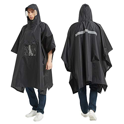 Tomshin Capa de chuva leve multifuncional à prova d'água com capuz Poncho para homens, mulheres, ca