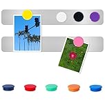DUJEQM Magnetic Board Set - 2Pcs Frameless Stainless Iron Magnetic Strips Self Adhesive, Memo Bulletin Board Bar with 10 Colorful Magnets - Notice Boards for Home,Wall,Office, School, Photo, Documents