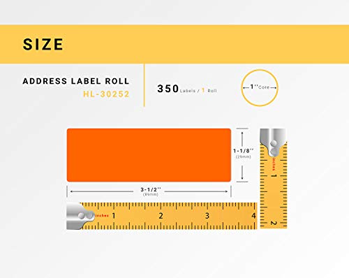 Houselabels Compatible Dymo 30252 Orange Address Labels (1-1/8" X 3-1/2") Compatible With Rollo, Dymo Lw Printers, 1 Roll / 350 Labels Per Roll #TOP2
